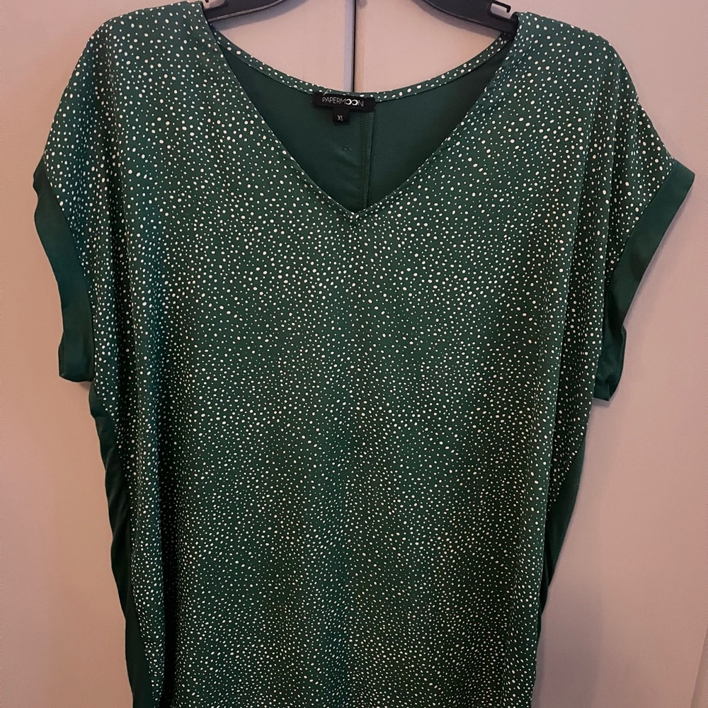 Papermoon Green and White Mixed Media Blouse